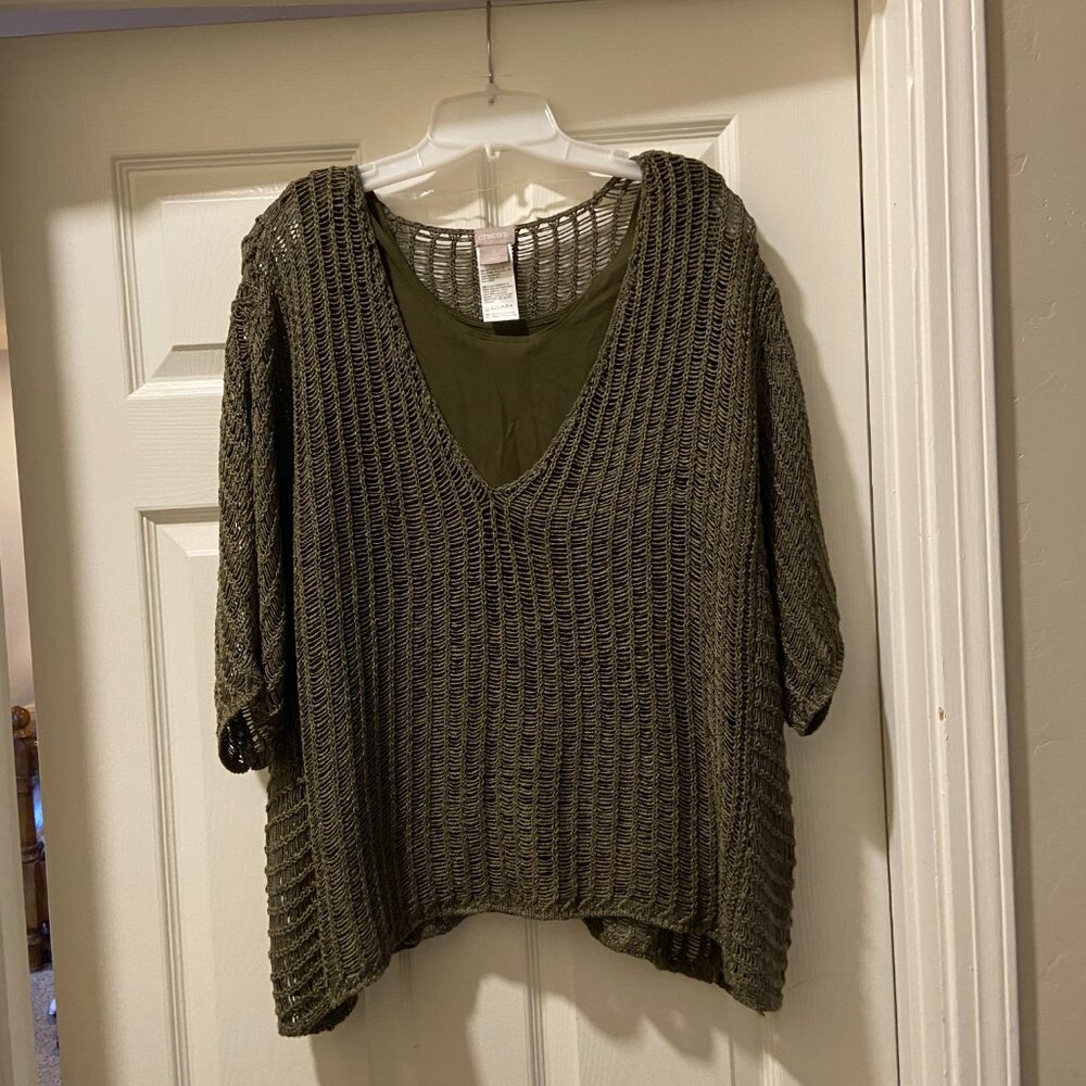EUC Chico's Open-weave sweater with matching tank  Chico's size 3 / XL / 16